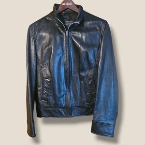 Banana Republic Black Leather Bomber Jacket